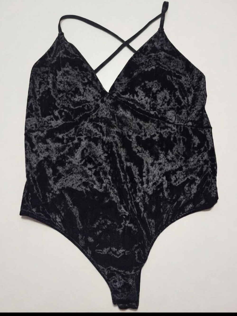 bebe Black Spaghetti Strap V-Neck Bodysuit Sz XLARGE